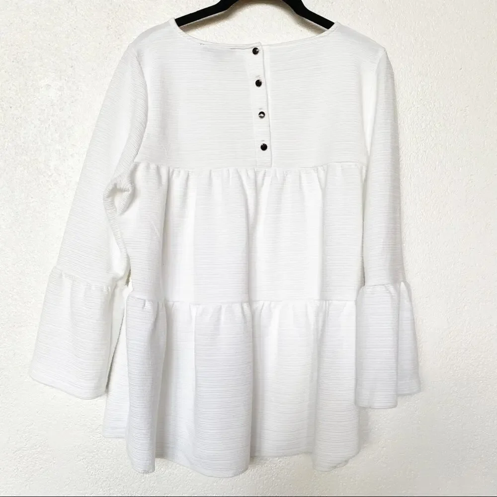 J. Crew Button Back Tiered Bell Sleeve Top Size Medium